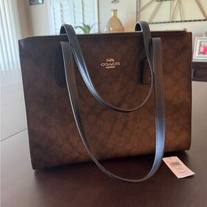Coach Signature Brown and Black Tote